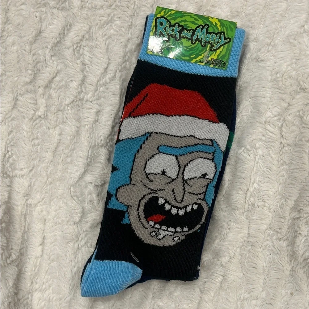 Rick and Morty Festive holiday Black and Blue Socks 2 pairs